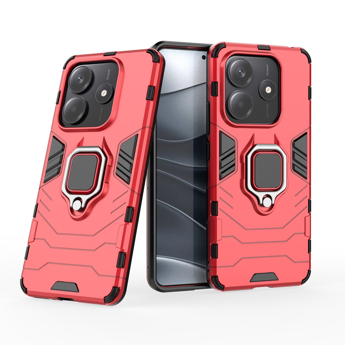 Support Magnetic Car Mounts Stylish Dual Layer Hard PC Back Case for Redmi Note 14 5G