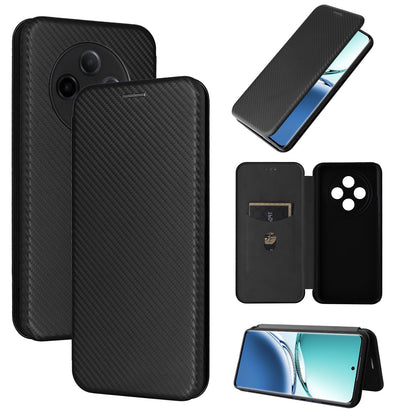 Carbon Fiber Flip Case for OPPO A3 Pro 5G, Black