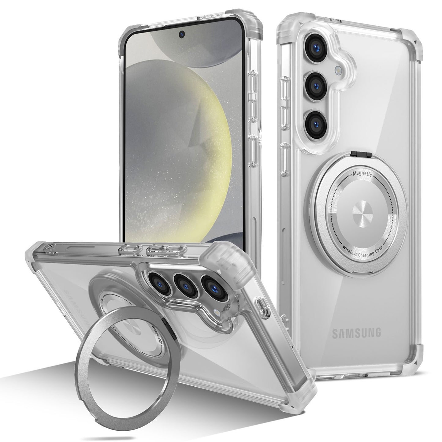 Samsung Galaxy S24 Case, Built in 360¡ã Magnetic Stand, Compatible with Magsafe, Clear