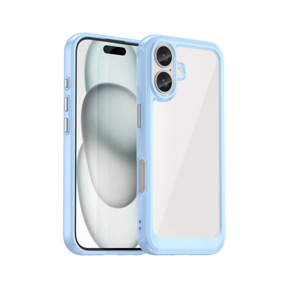 Hard Back Soft Bumper Protective Case for iPhone 16, Blue