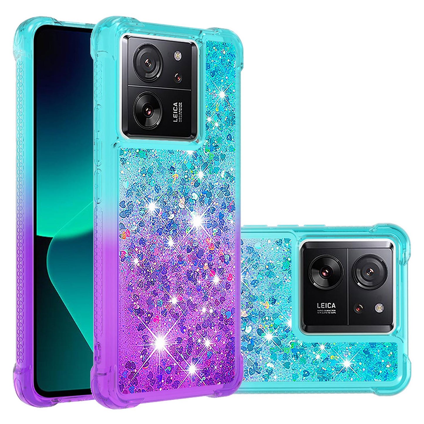 Xiaomi Redmi K60 Ultra Gradient Quicksand Series Bling Liquid TPU Case, Pink&Blue