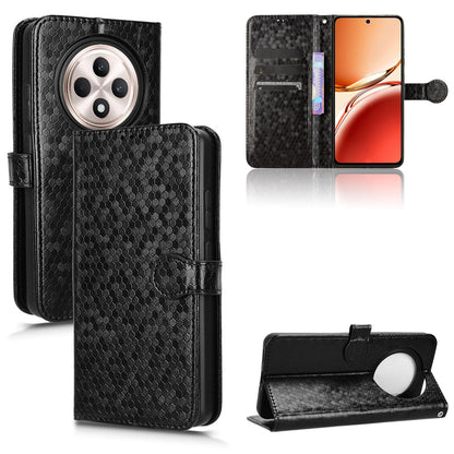 Slim Flip Polka-Dots Phone Case with Card Holder for OPPO Reno12 F 5G, Black