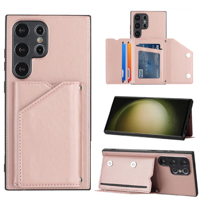 PU Leather Flip Shockproof Protective Cover for Samsung Galaxy S24 Ultra, Rose Gold