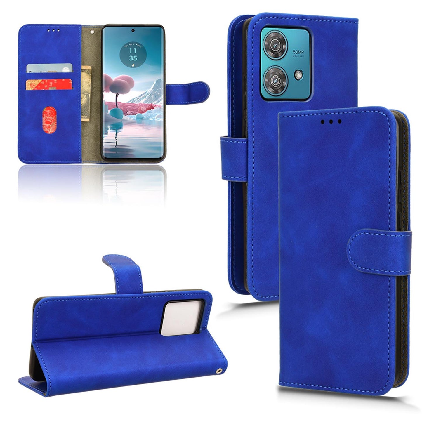 Wallet Case with Card Holder Flip Magnetic Protective Cover for Motorola Edge 40 Neo, Blue