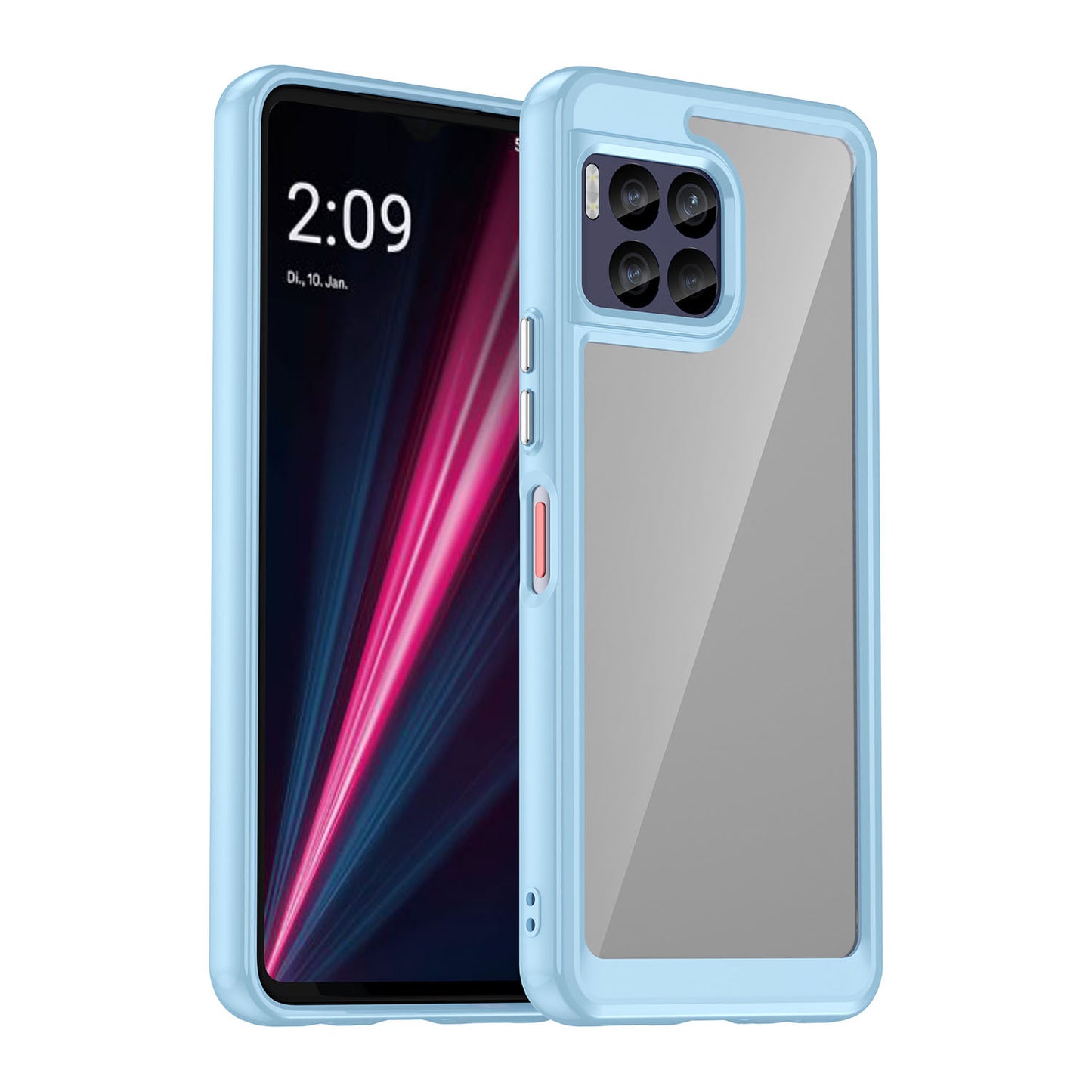 Hard Back Soft Bumper Protective Case for T-Mobile REVVL 7 Pro 5G, Blue