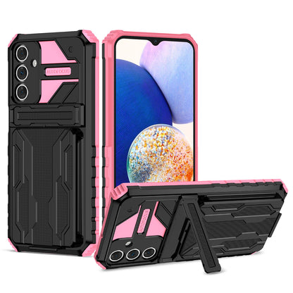 Detachable Card Holder Case with Kickstand Heavy Duty Cover for Samsung Galaxy A15 5G, Pink