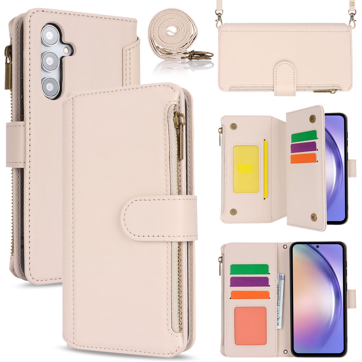 for Samsung Galaxy A54 5G Wallet Case with RFID Blocking, White