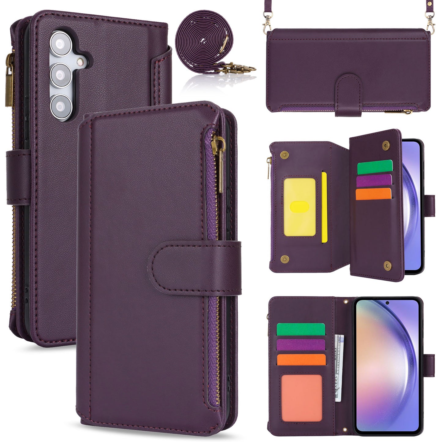 for Samsung Galaxy A54 5G Wallet Case with RFID Blocking, Purple