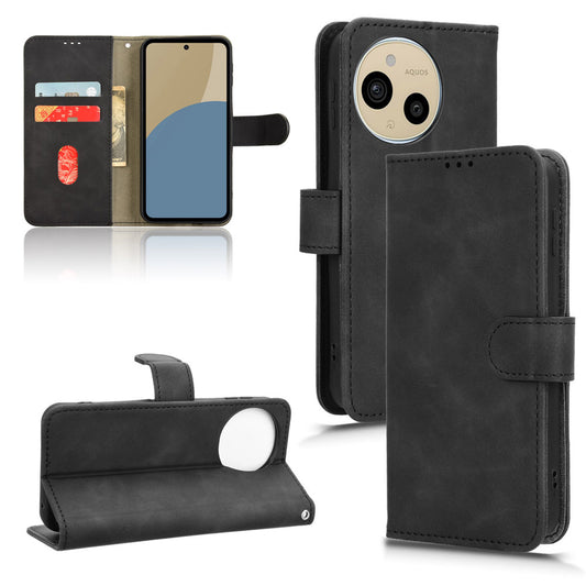 Wallet Case with Card Holder Flip Magnetic Protective Cover for Sharp AQUOS Sense9, Black