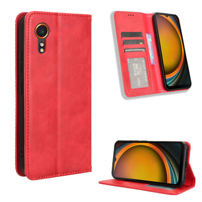 Samsung Galaxy XCover7 Flip Folio Case with Card Holder Hidden Magnetic, Red