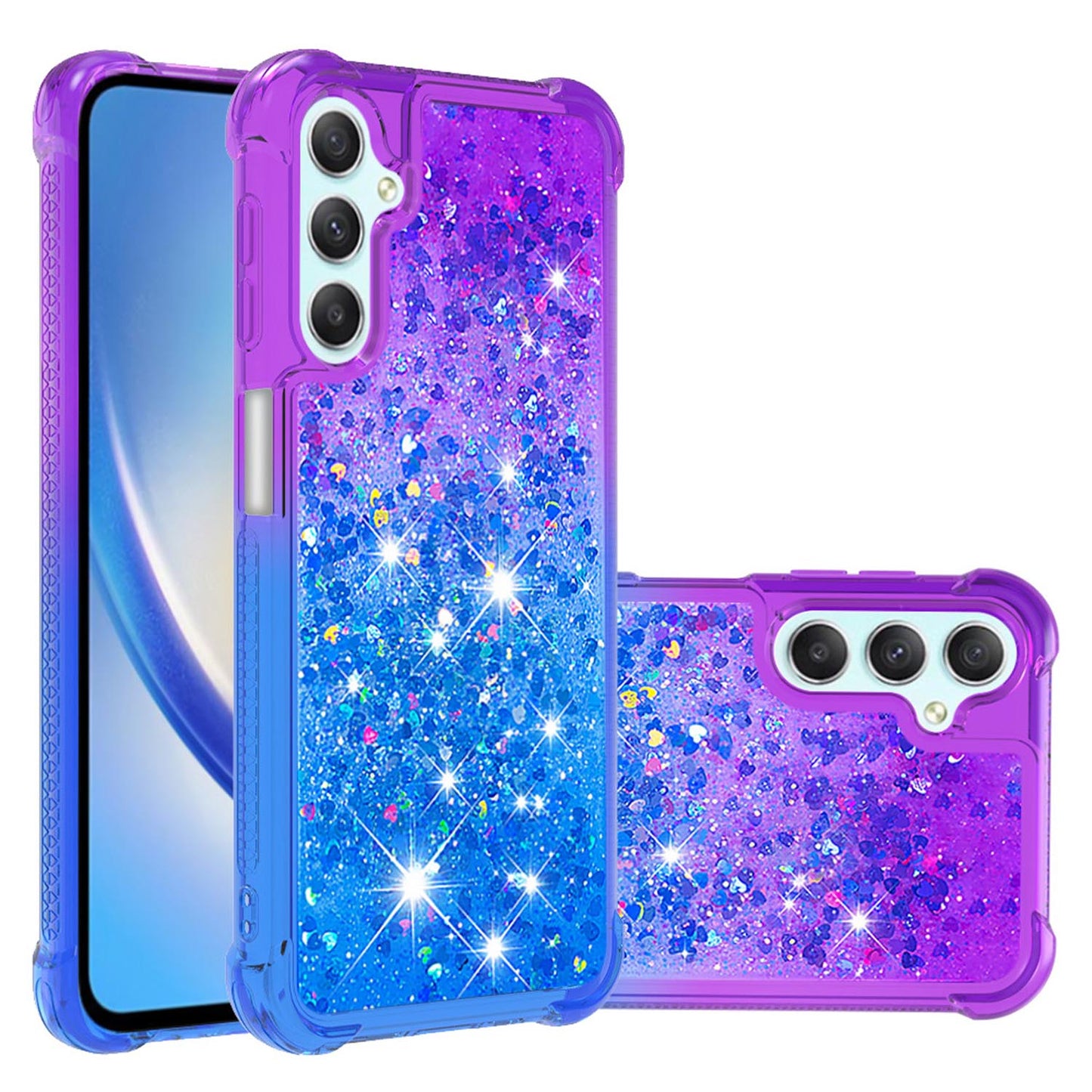 Samsung Galaxy A25 5G Gradient Quicksand Series Bling Liquid TPU Case, Purple&Blue