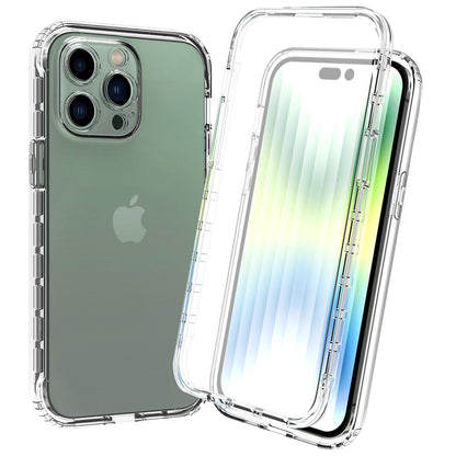 Gradient Clear Shockproof Full Body Case with Built-in Screen Protector Cover for iPhone 14 Pro, HALF-CLEAR