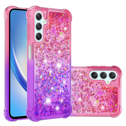 Samsung Galaxy A25 5G Gradient Quicksand Series Bling Liquid TPU Case, Pink&Purple