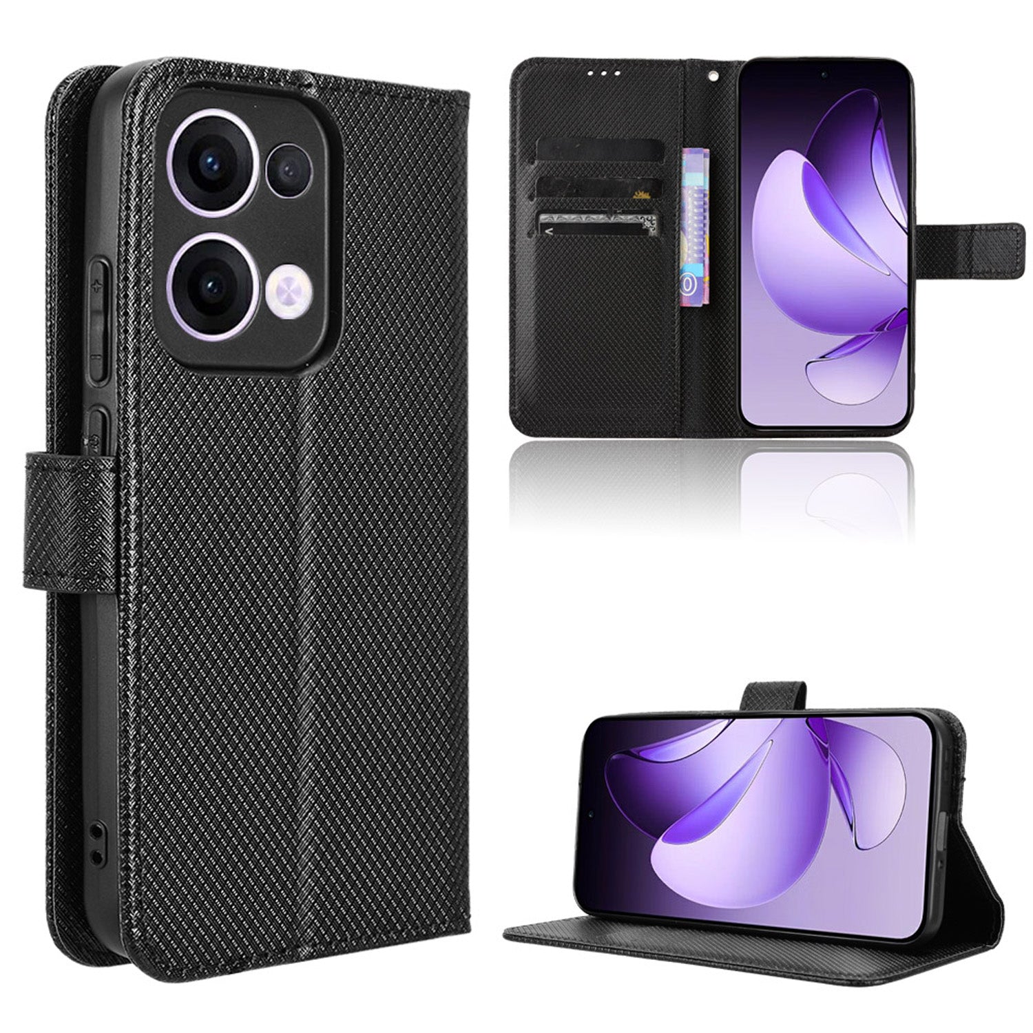 Wallet Case for OPPO Reno13 5G, Black