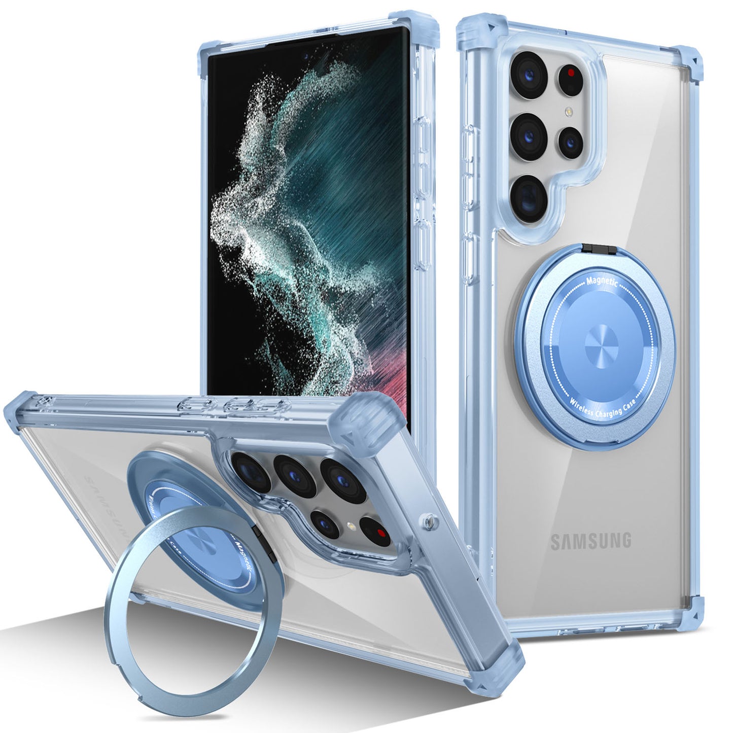 Samsung Galaxy S22 Ultra Case, Built in 360¡ã Magnetic Stand, Compatible with Magsafe, Blue