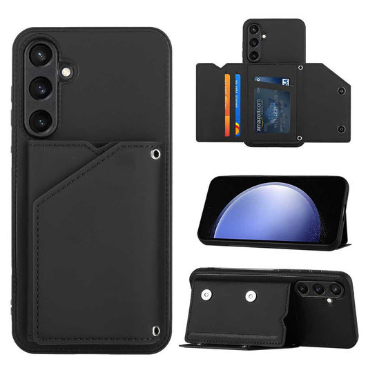 PU Leather Flip Shockproof Protective Cover for Samsung Galaxy S23 FE, Black