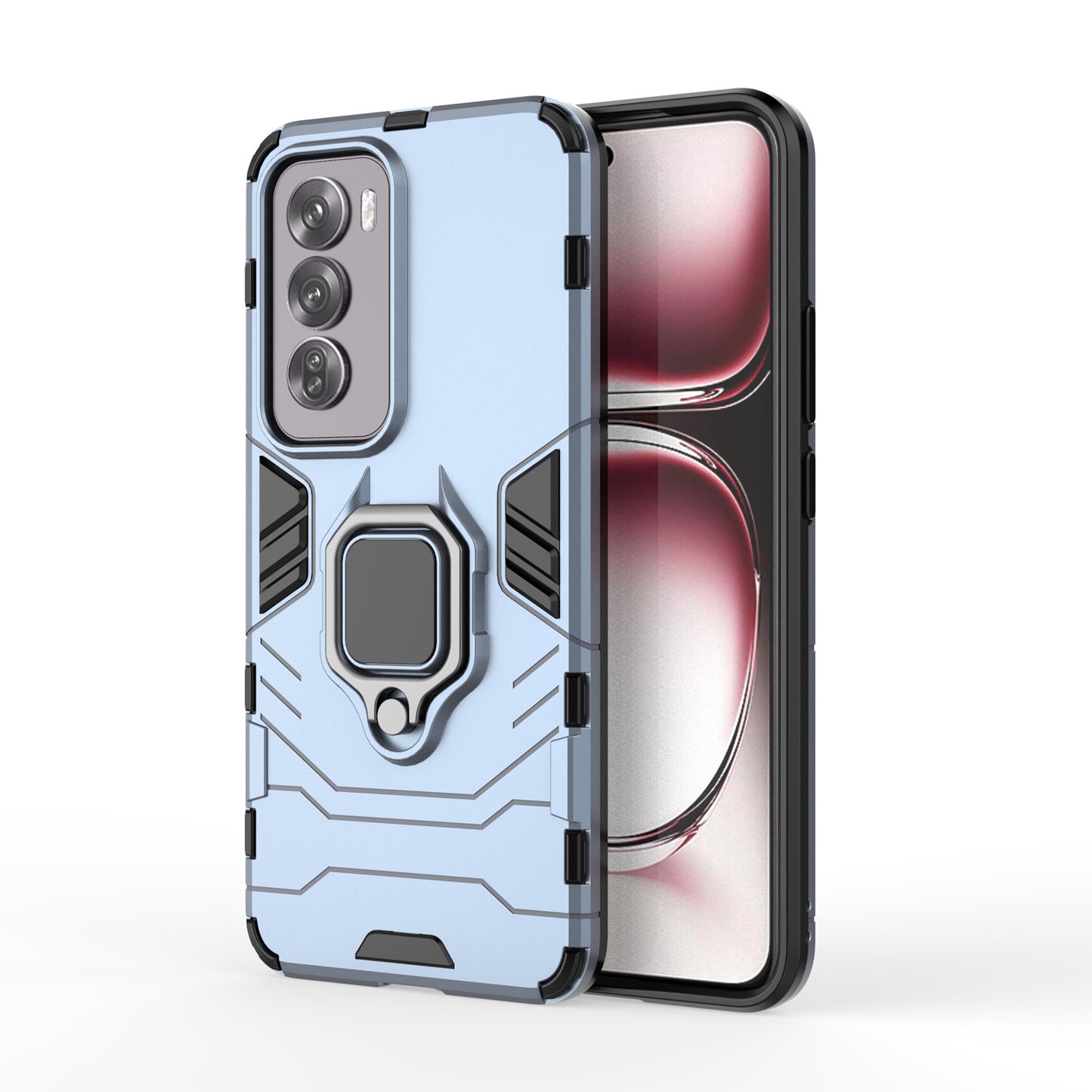 Support Magnetic Car Mounts Stylish Dual Layer Hard PC Back Case for OPPO Reno12 Pro 5G