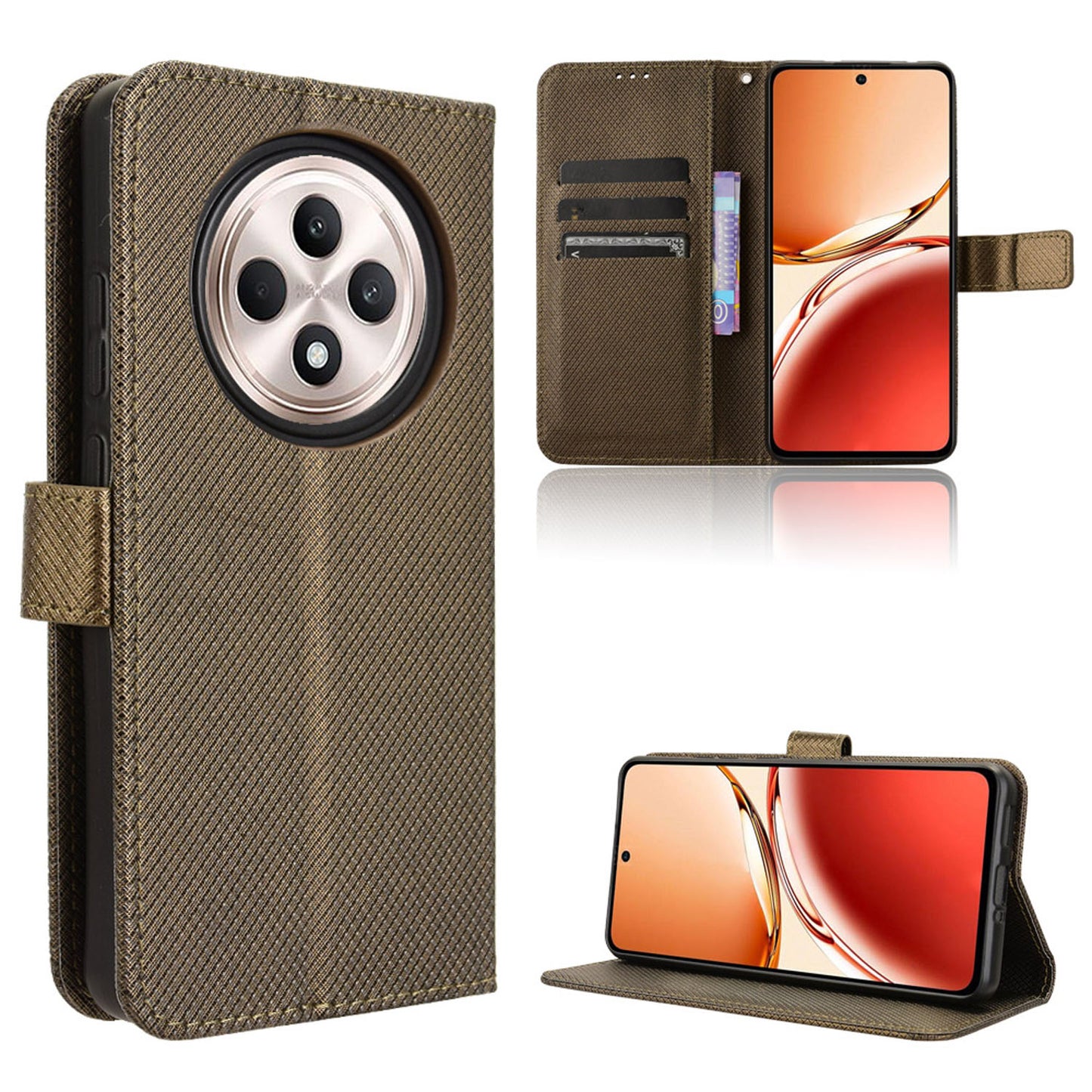 Wallet Case for OPPO Reno12 F 5G, Bronzed