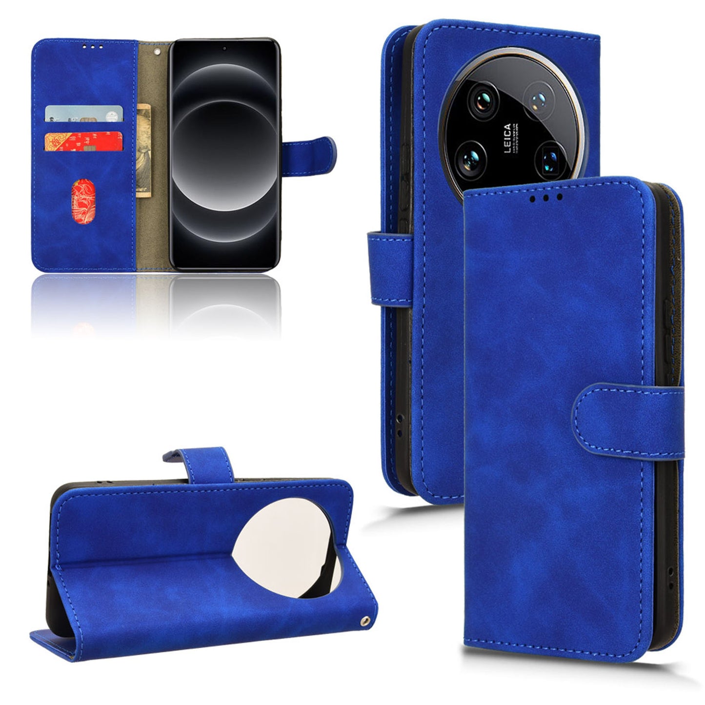 Wallet Case with Card Holder Flip Magnetic Protective Cover for Xiaomi 14 Ultra, Blue