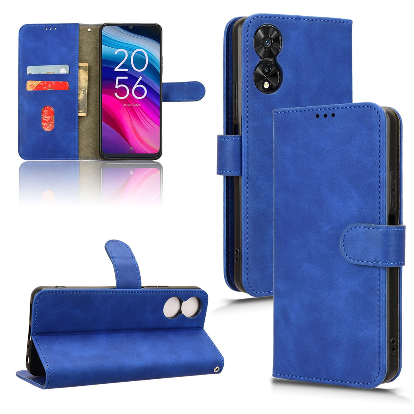 Wallet Case with Card Holder Flip Magnetic Protective Cover for TCL 50 5G, Blue