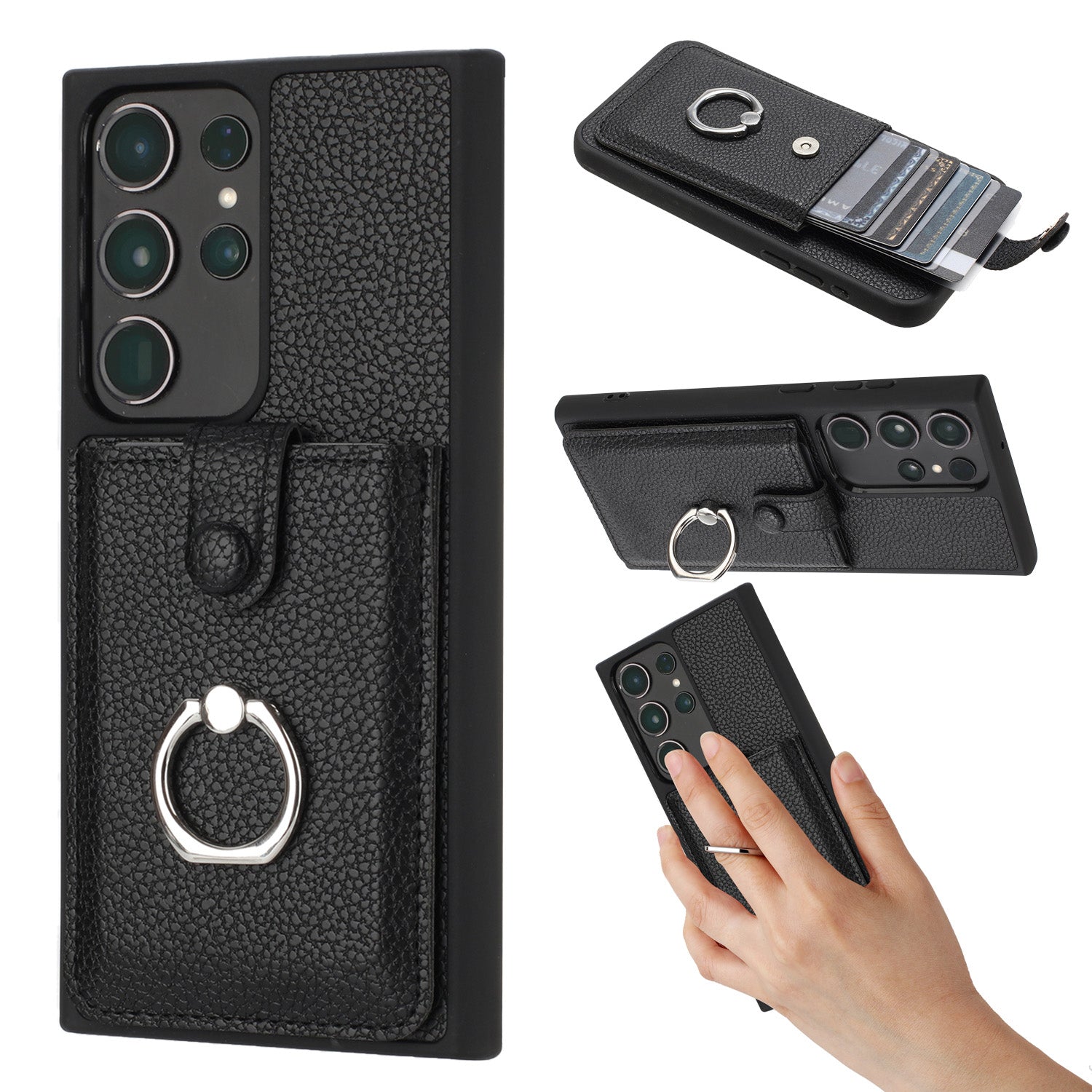 for Samsung Galaxy S22 Ultra Wallet Case with Card Holder, Black