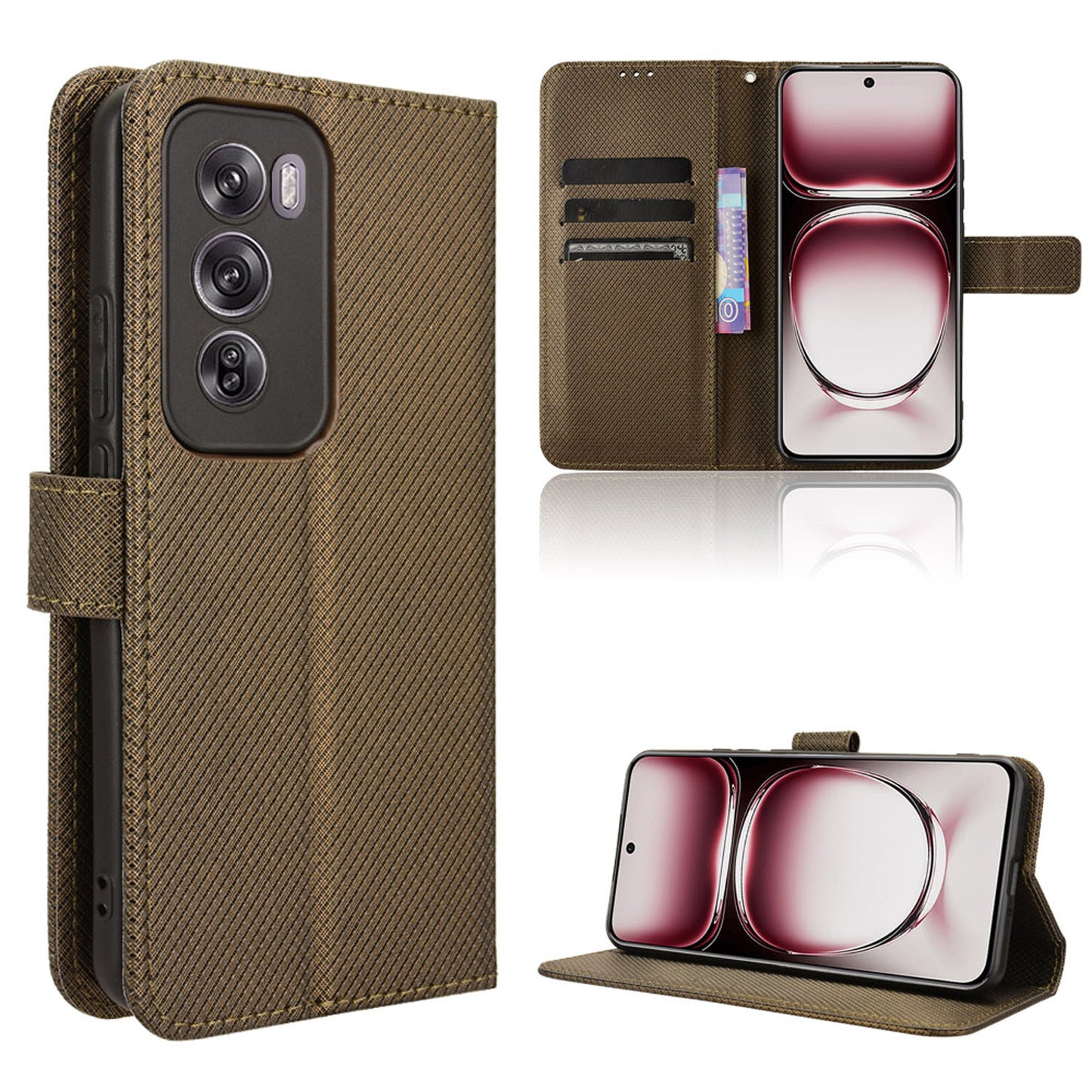 Wallet Case for OPPO Reno12 Pro 5G, Bronzed