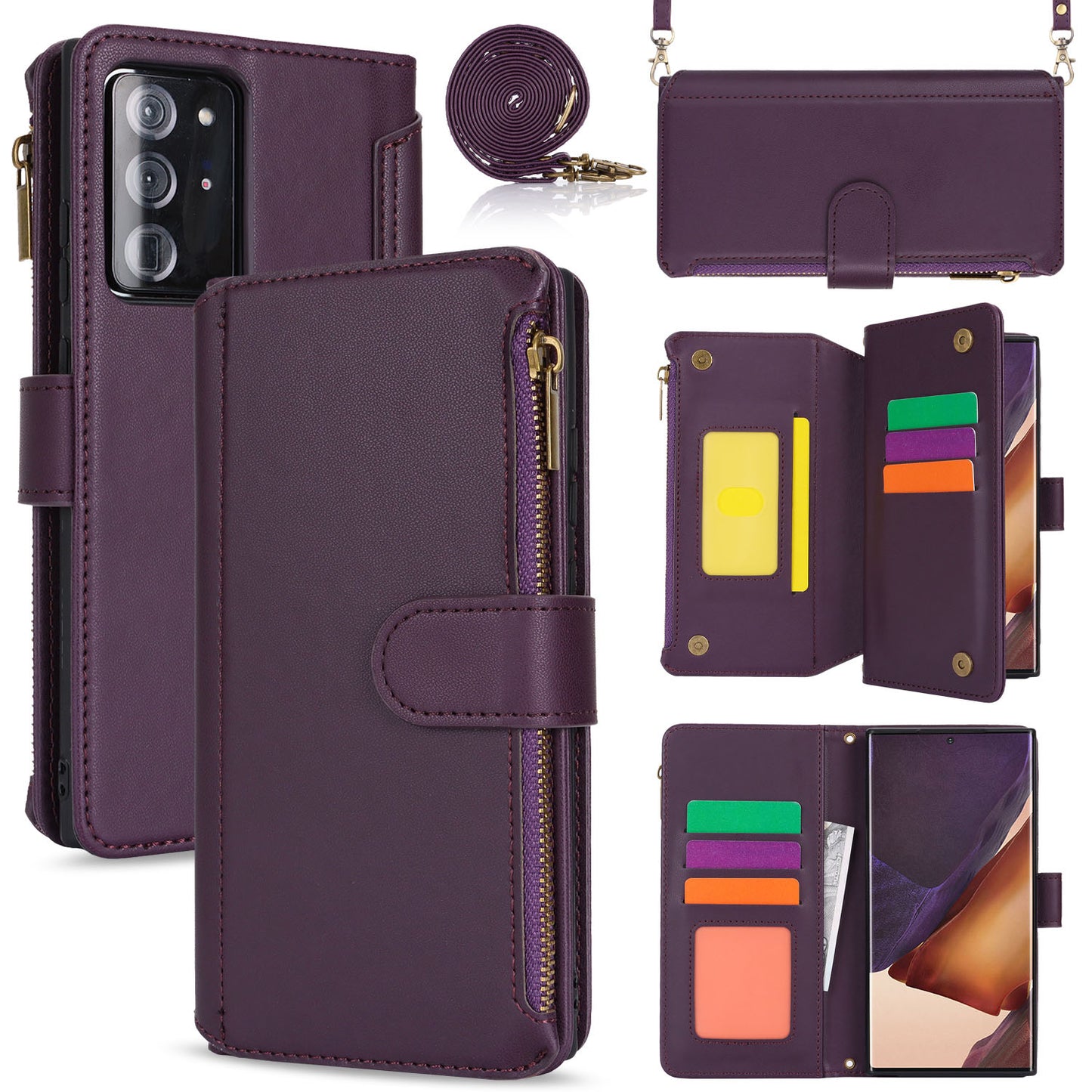 for Samsung Galaxy Note20 Ultra 5G Wallet Case with RFID Blocking, Purple