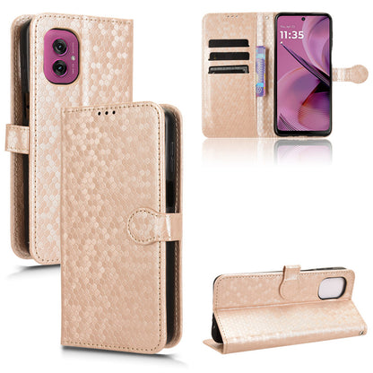 Slim Flip Polka-Dots Phone Case with Card Holder for Moto G55 5G, Rose Gold