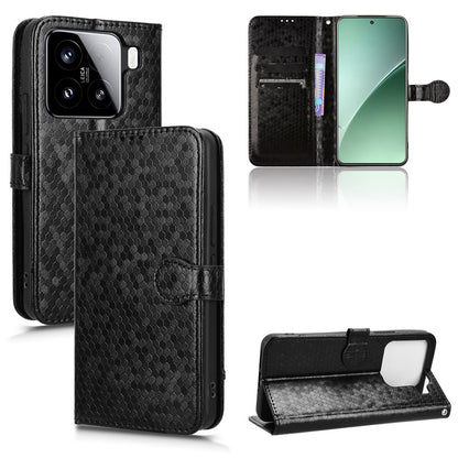 Slim Flip Polka-Dots Phone Case with Card Holder for Xiaomi 15, Black