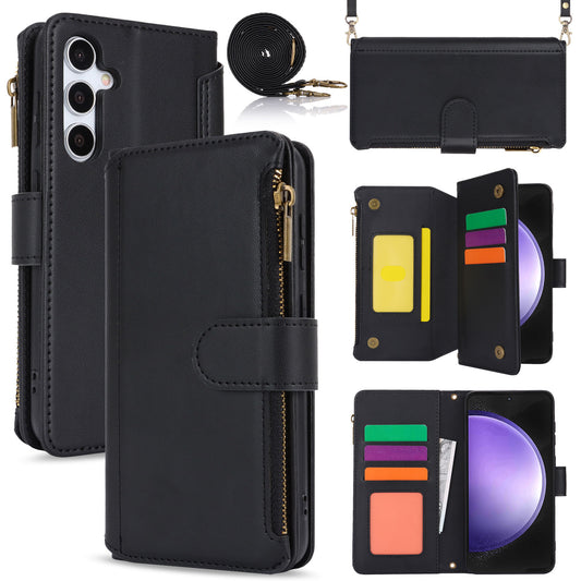 for Samsung Galaxy S23 FE Wallet Case with RFID Blocking, Black