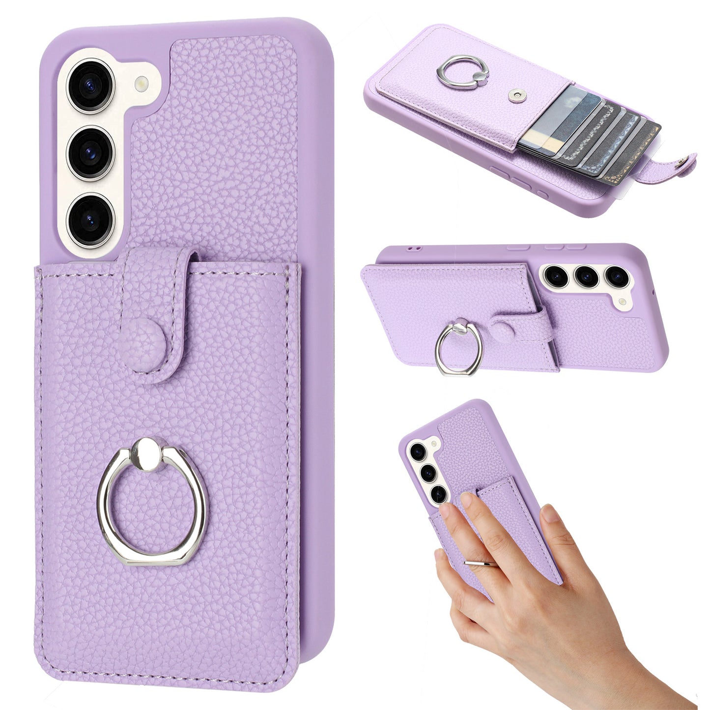 for Samsung Galaxy S23+ Wallet Case with Card Holder, Purple