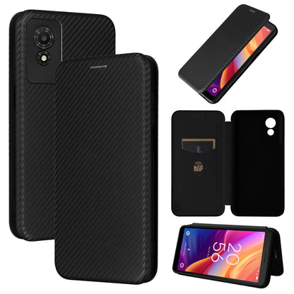 Carbon Fiber Flip Case for TCL 501, Black