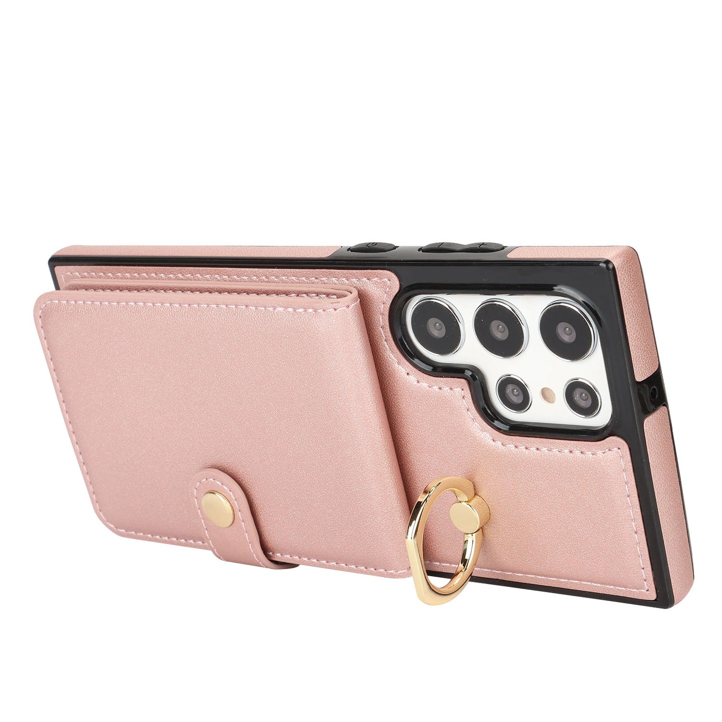 for Samsung Galaxy S22 Ultra Wallet Case with Card Holder, Rose Gold