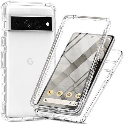 Gradient Clear Shockproof Full Body Case with Built-in Screen Protector Cover for Google Pixel 8 Pro, HALF-BLACK