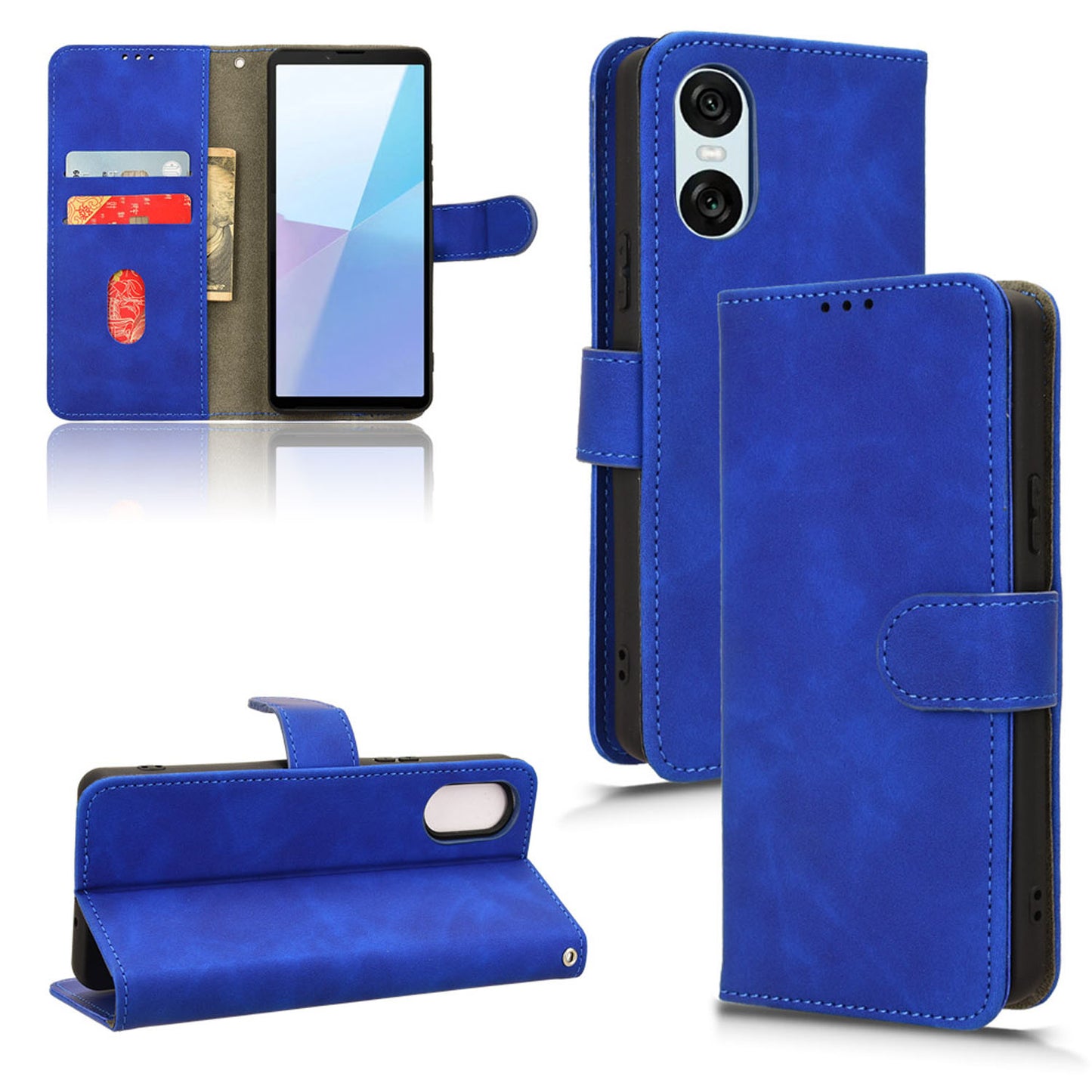 Wallet Case with Card Holder Flip Magnetic Protective Cover for Sony Xperia 10 VI 2024, Blue