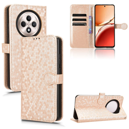 Slim Flip Polka-Dots Phone Case with Card Holder for OPPO Reno12 F 5G, Rose Gold