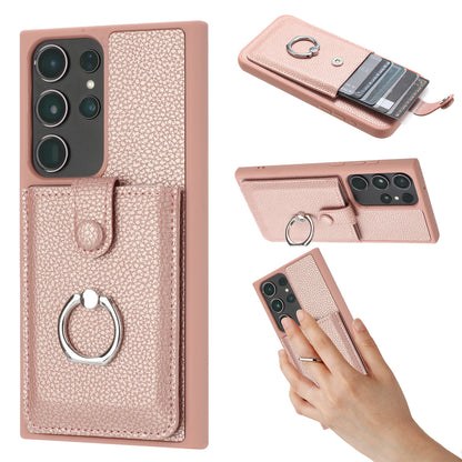 for Samsung Galaxy S23 Ultra Wallet Case with Card Holder, Rose Gold