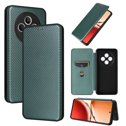 Carbon Fiber Flip Case for OPPO Reno12 F 5G, Green