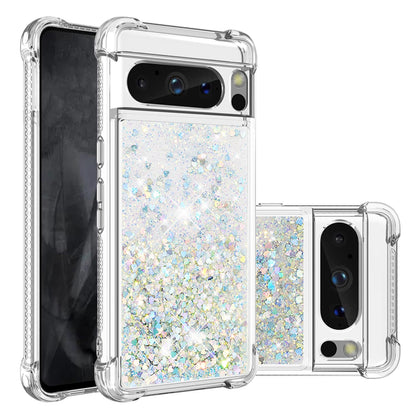 Liquid Flowing Case Anti Fall Proof Soft TPU Bumper Cover for Google Pixel 8 Pro, C-Silver Love