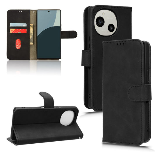 Wallet Case with Card Holder Flip Magnetic Protective Cover for Sharp AQUOS R9, Black