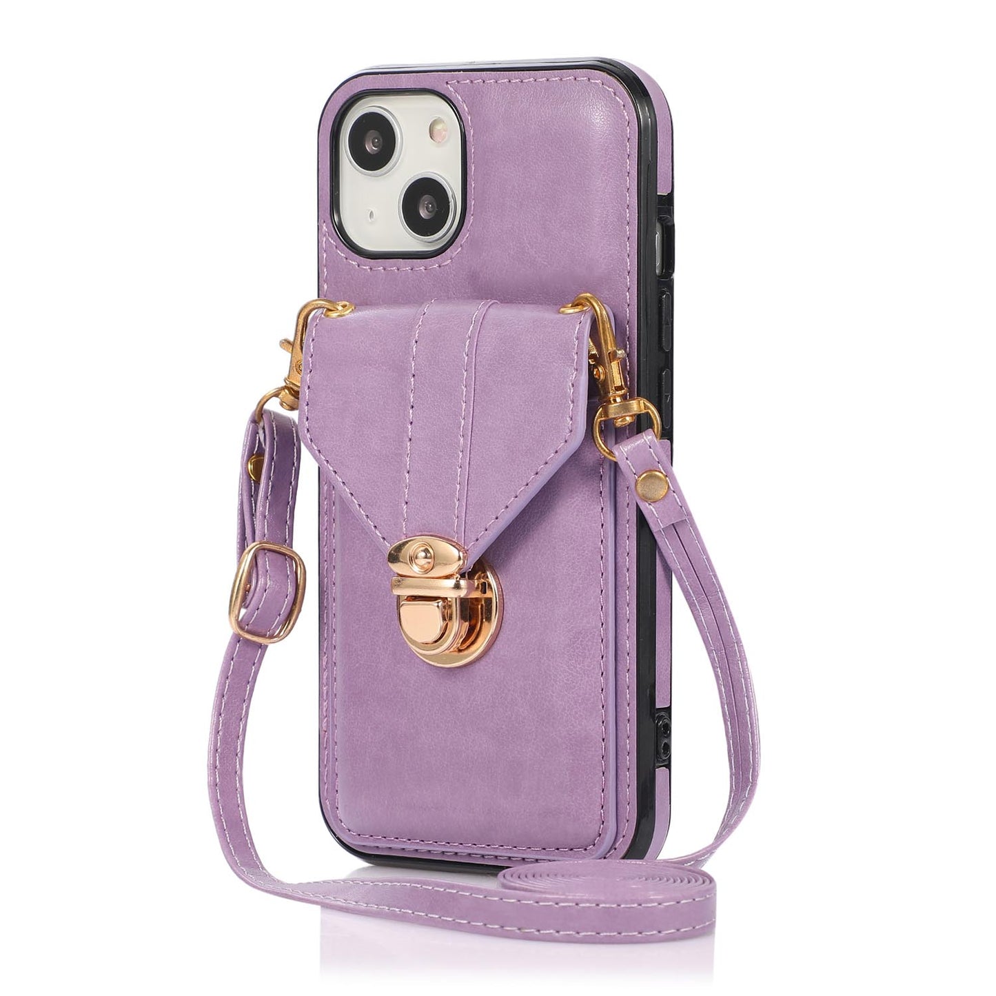 Crossbody Wallet Case with Wrist Strap Shoulder Protective Cover for iPhone 13 Mini