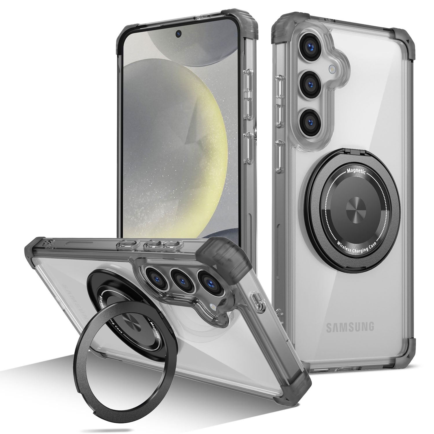 Samsung Galaxy S24+ Case, Built in 360¡ã Magnetic Stand, Compatible with Magsafe, Black