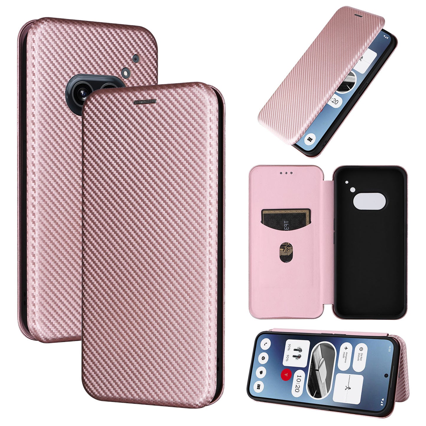 Carbon Fiber Flip Case for Nothing Phone (2a), Rose Gold