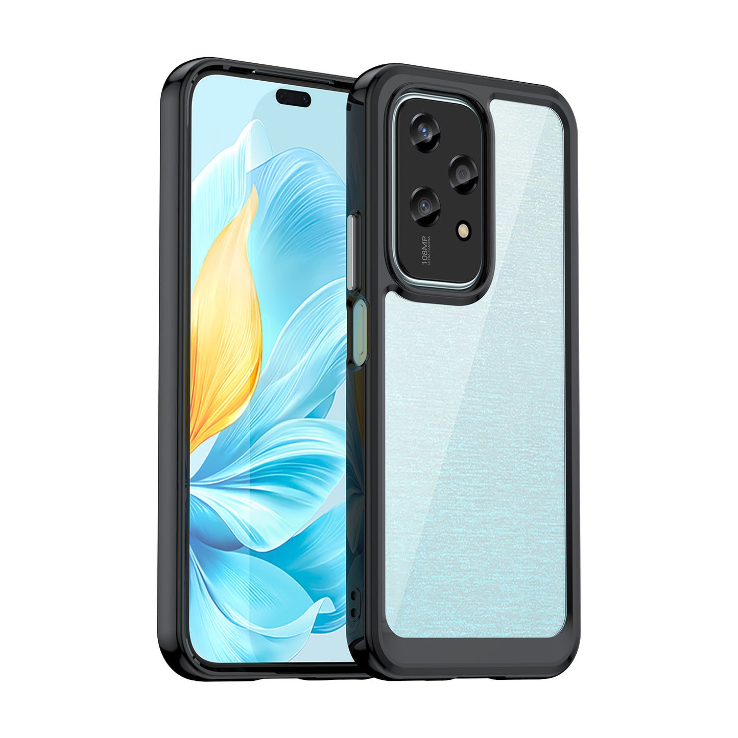 Hard Back Soft Bumper Protective Case for Honor 200 Lite, Black