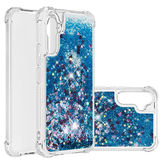 Liquid Flowing Case Anti Fall Proof Soft TPU Bumper Cover for Samsung Galaxy A34 5G, Blue Love