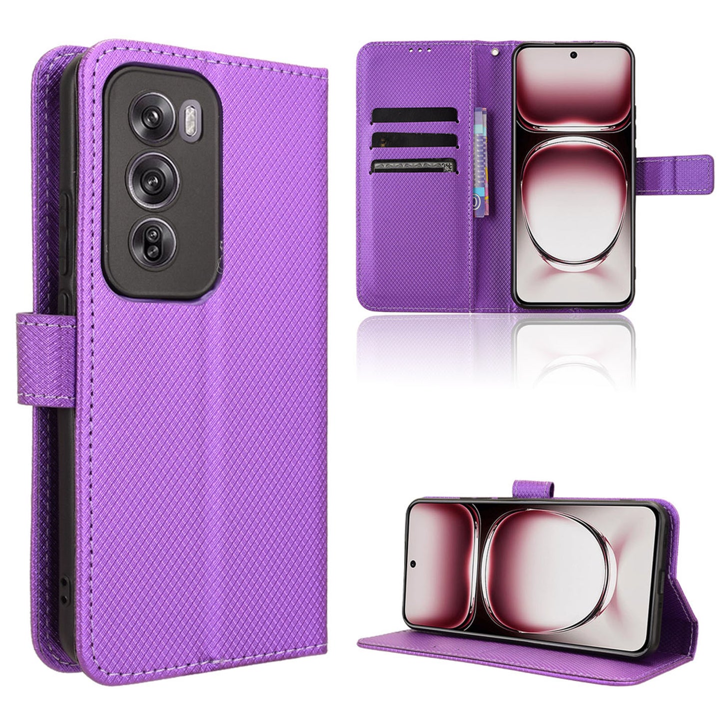 Wallet Case for OPPO Reno12 5G, Purple