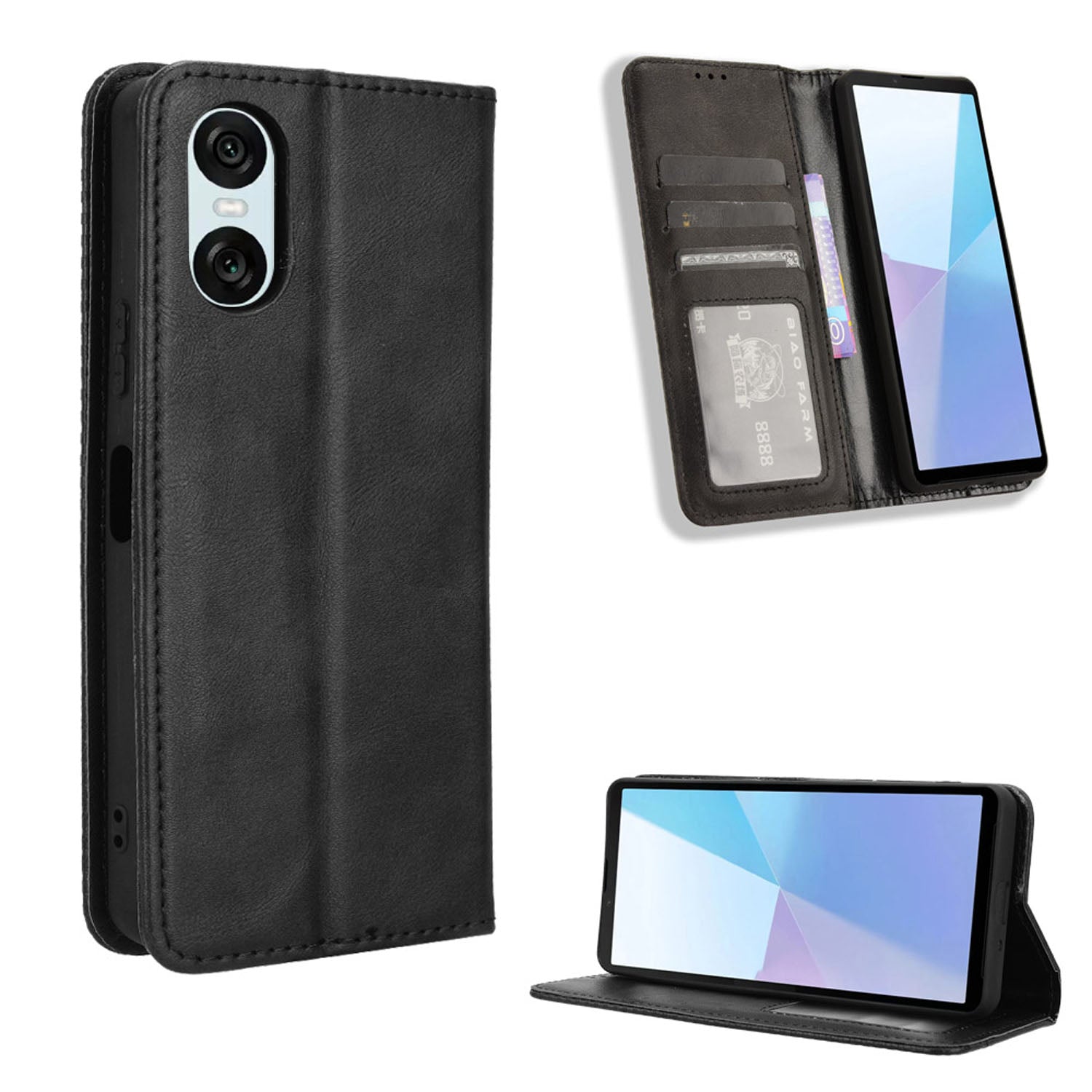 Sony Xperia 10 VI 2024 Flip Folio Case with Card Holder Hidden Magnetic, Brown