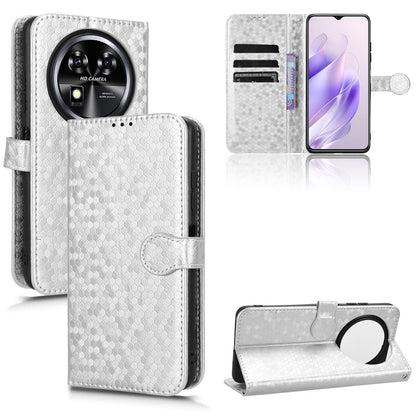 Slim Flip Polka-Dots Phone Case with Card Holder for Oukitel C37, Silver