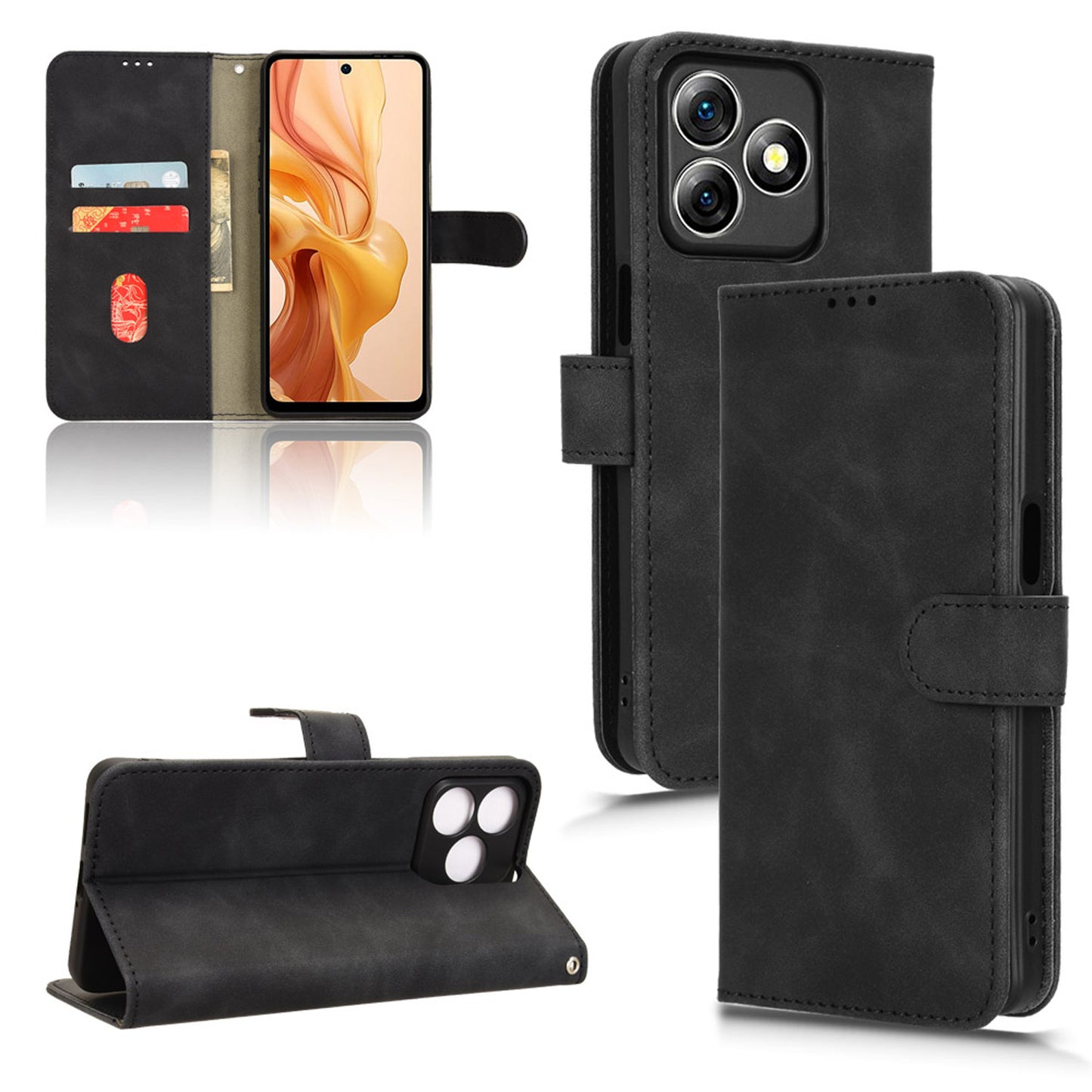 Wallet Case with Card Holder Flip Magnetic Protective Cover for Ulefone Note 18 Ultra, Black