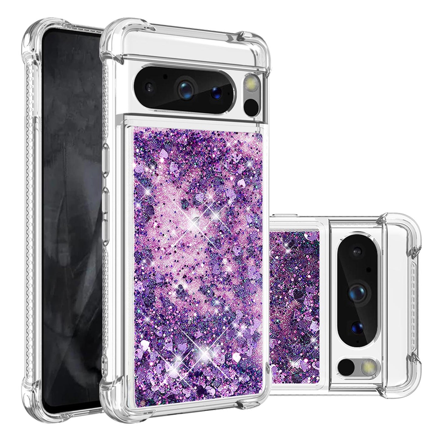 Liquid Flowing Case Anti Fall Proof Soft TPU Bumper Cover for Google Pixel 8 Pro, C-Purple Love